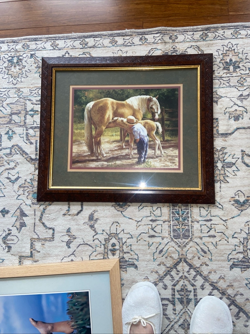 Home Interiors Picture of young boy on his farm watching his horses.